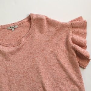 Madewell flutter sleeve pink sweater short sleeve
